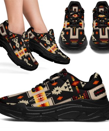 Black Tribe Design Chunky Sneakers