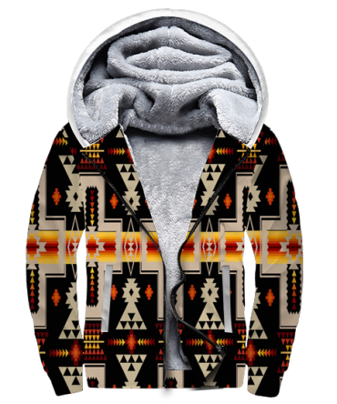Black Tribe Design Native American 3D Fleece Hoodie