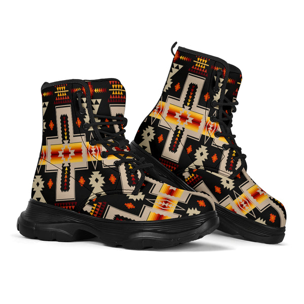 Black Tribe Design Native American Chunky Boots - Image 3
