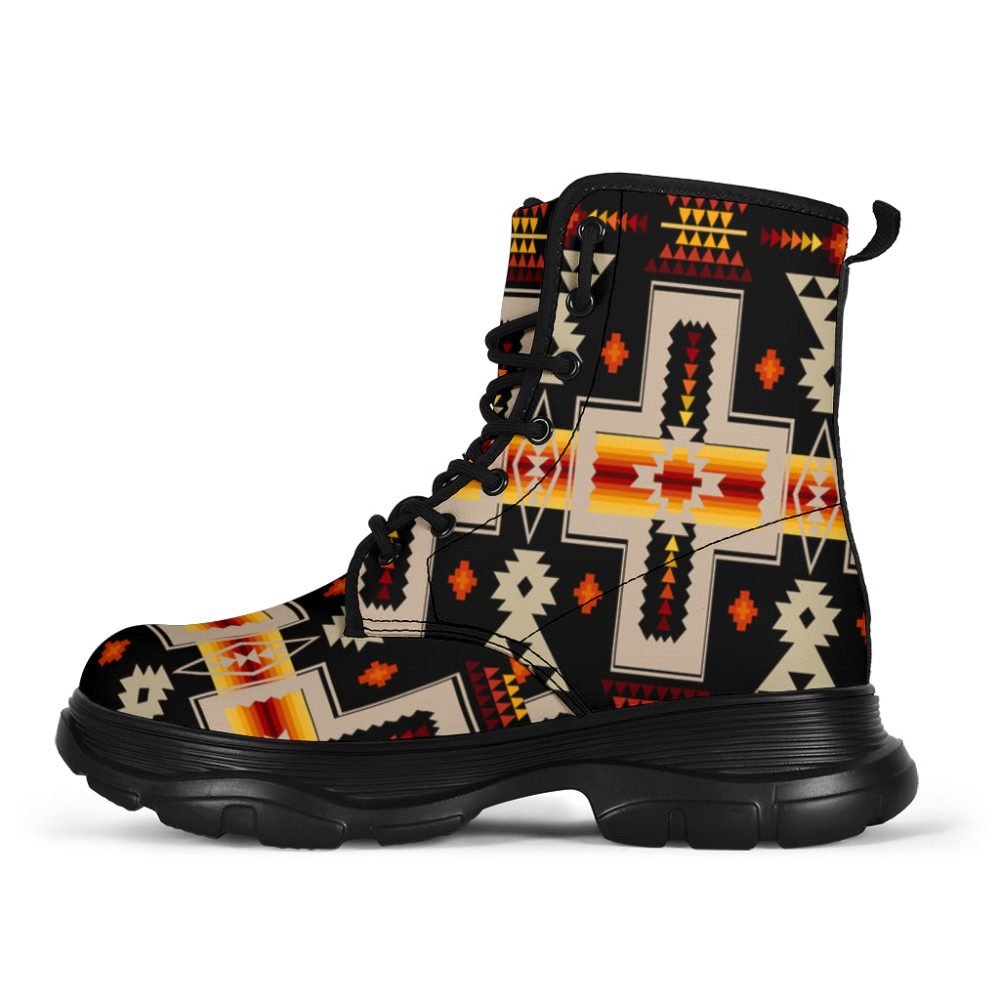 Black Tribe Design Native American Chunky Boots