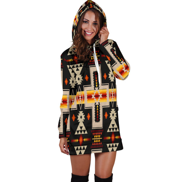 Black Tribe Design Native American Hoodie Dress - Image 4