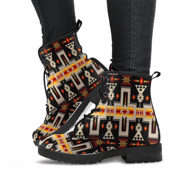Black Tribe Design Native American Leather Boots - Image 3
