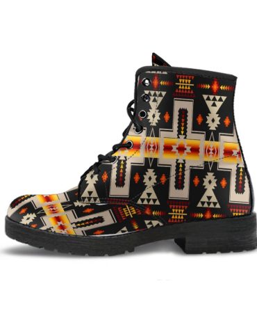 Black Tribe Design Native American Leather Boots
