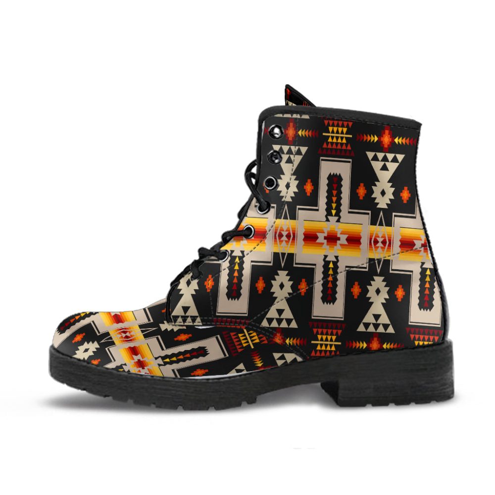 Black Tribe Design Native American Leather Boots