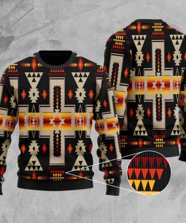 Black Tribe Design Native American Sweater