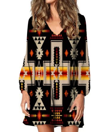 Black Tribe Design Native American Swing Dress
