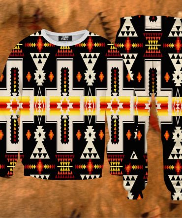 Black Tribe Design Sweatshirt & Sweatpants Set