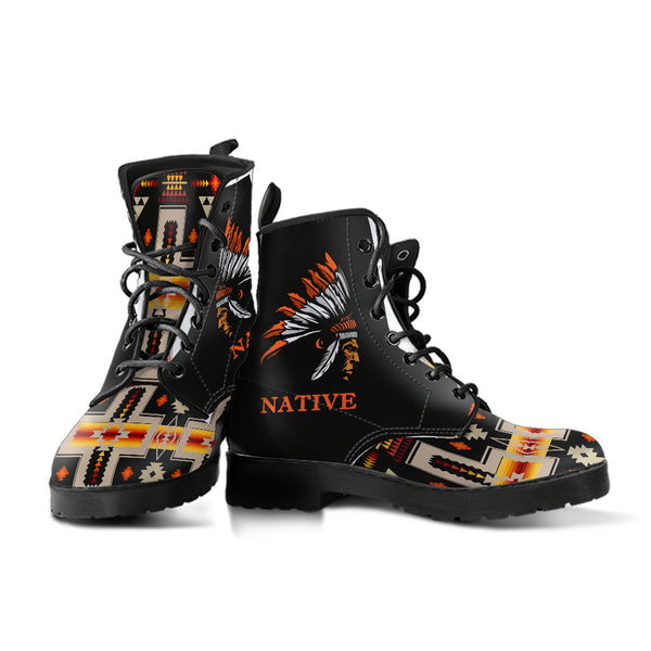 Black Tribe Design Native American Leather Boots - Image 4