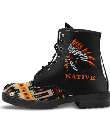 Black Tribe Design Native American Leather Boots