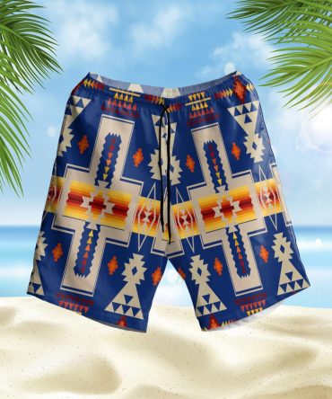 Navy Design Hawaiian Shorts