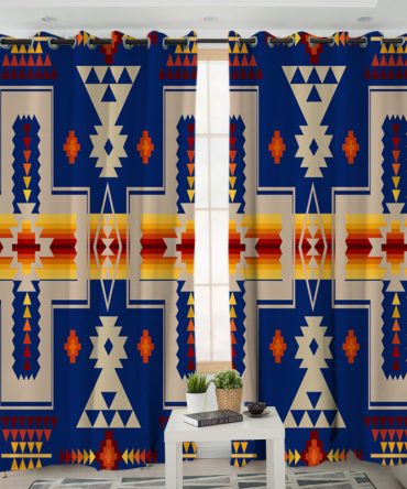 Navy Design Native Living Room Curtain