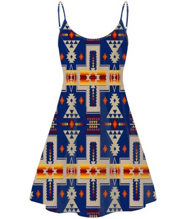 Navy Tribe Design Native American Strings Dress