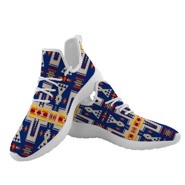 Navy Tribe Design Native American Yeezy Shoes - Image 3