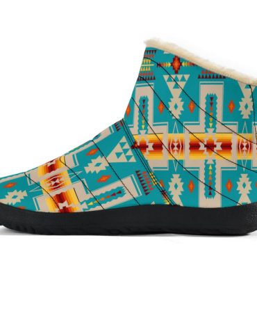 Turquoise Tribe Design Native American Cozy Winter Boots