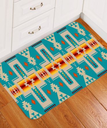 Turquoise Tribe Design Native American Doormat