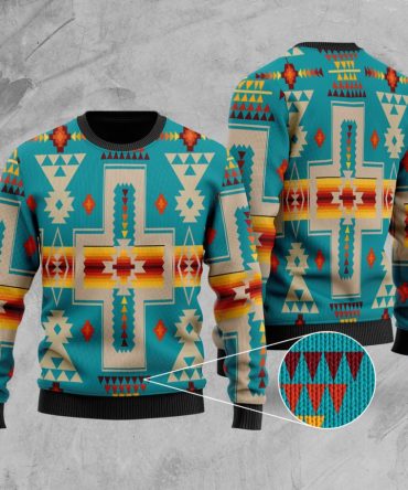 Turquoise Tribe Design Native American Sweater