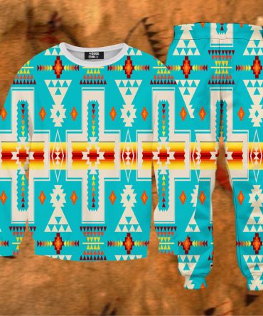 Turquoise Tribe Design Native American Sweatshirt & Sweatpants Set