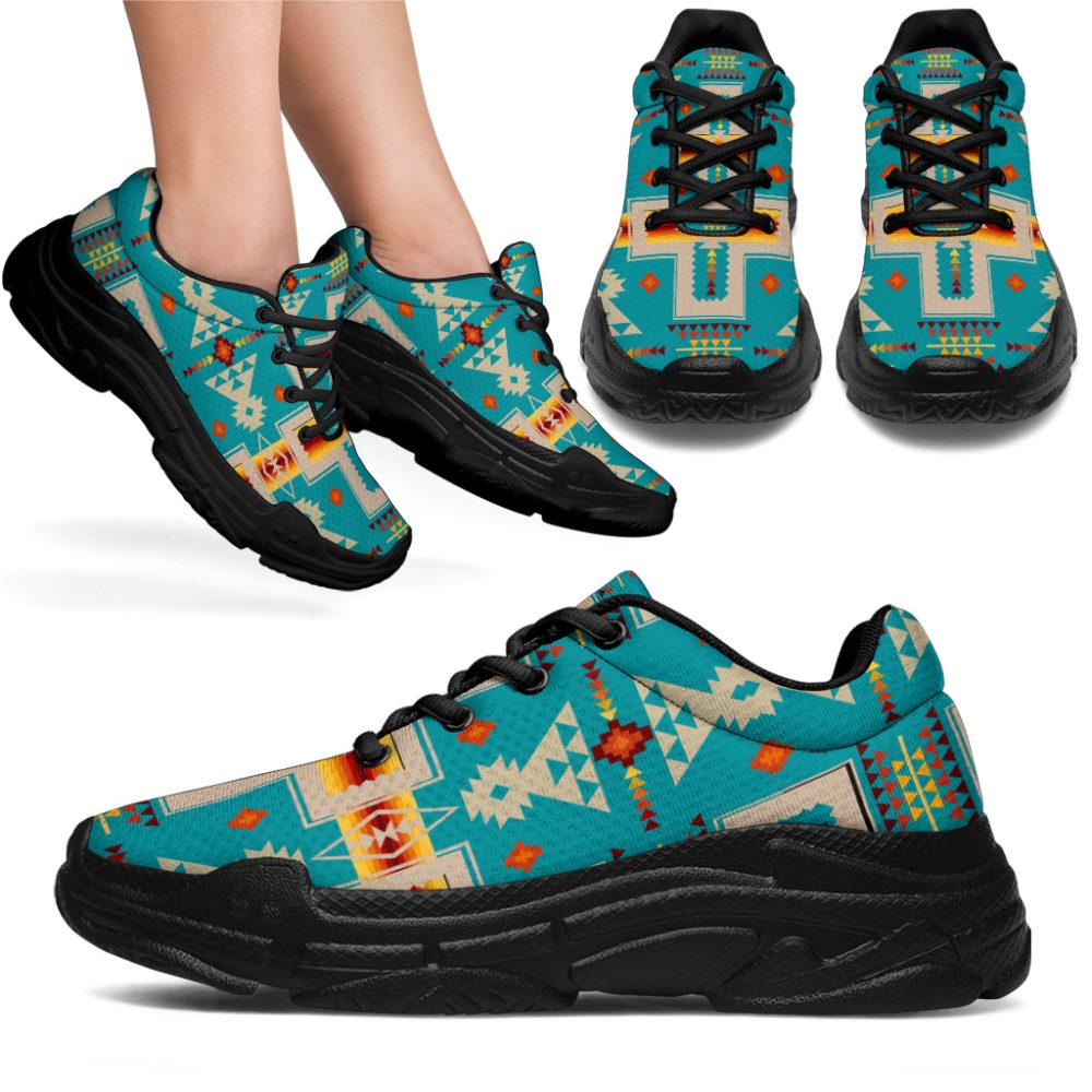 Turquoise Tribe Design Native Chunky Sneakers