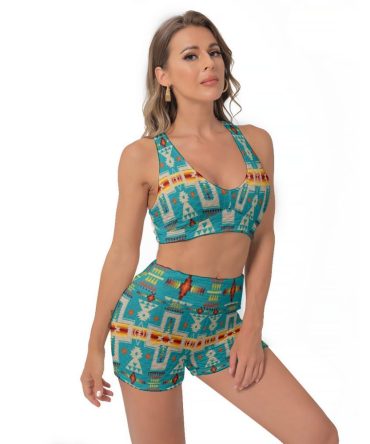 Turquoise Tribe Design Women's Sports Bra Suit