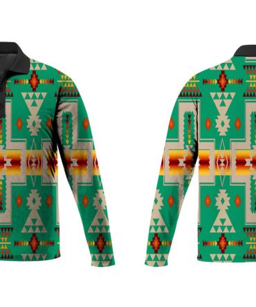 Green Tribe Design Native American Polo Long Sleeve