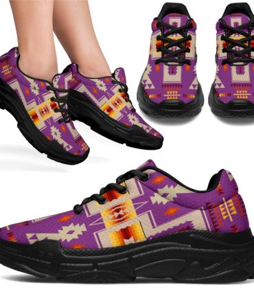 Light Purple Tribe Design Chunky Sneakers