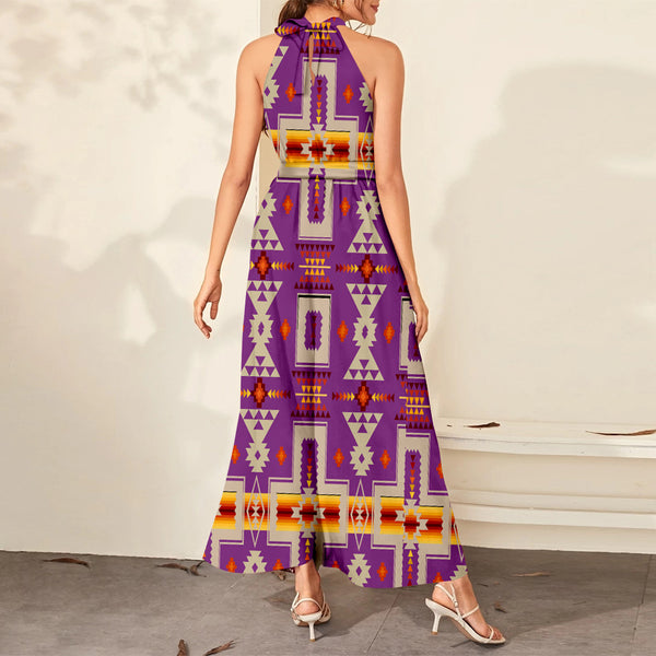 Light Purple Tribe Design Dress Maxi Ligation - Image 3