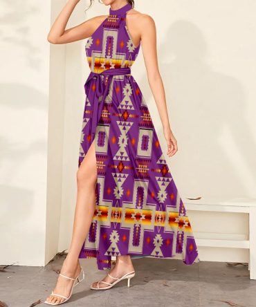 Light Purple Tribe Design Dress Maxi Ligation