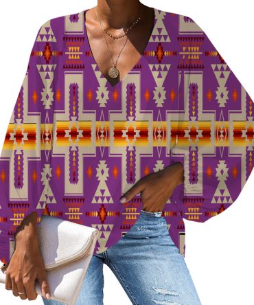 Light Purple Tribe Design Native American Chiffon Shirt