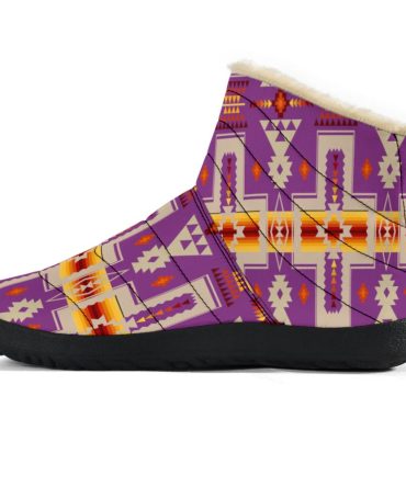 Light Purple Tribe Design Native American Cozy Winter Boots