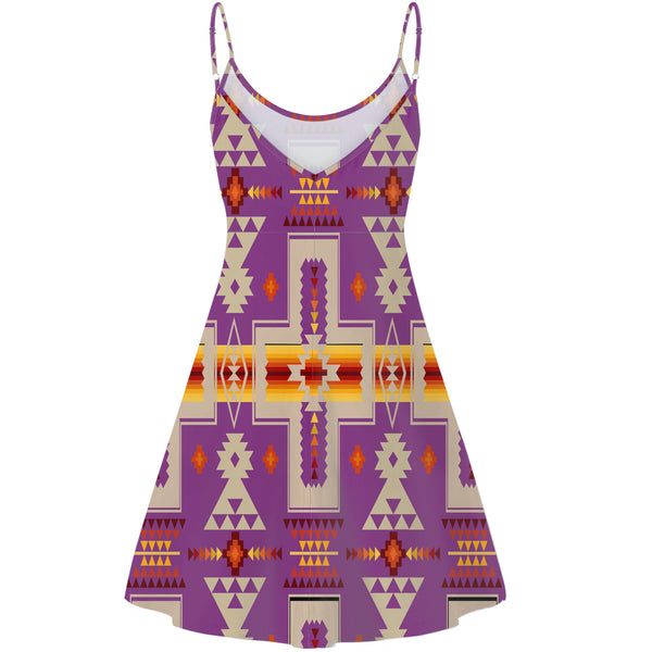 Light Purple Tribe Design Native American Strings Dress - Image 3