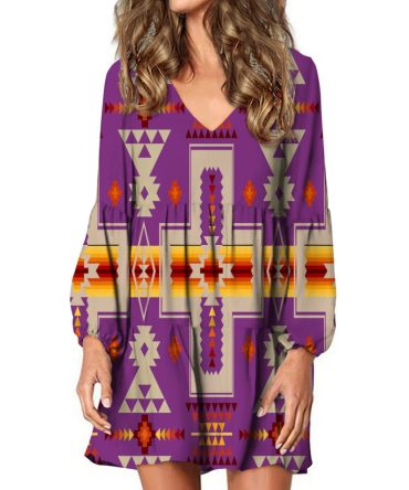 Light Purple Tribe Design Native American Swing Dress