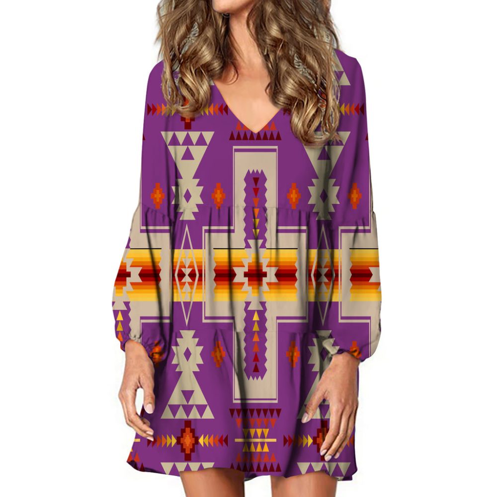Light Purple Tribe Design Native American Swing Dress