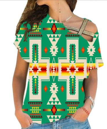 Green Tribe Design Native American Cross Shoulder Shirt