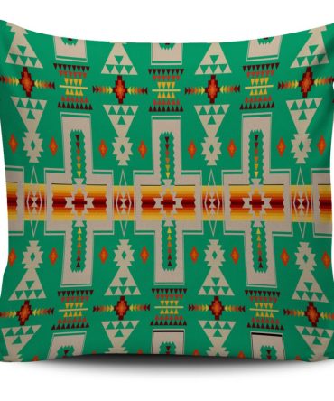 Light Green Tribe Design Native American Pillow Cover