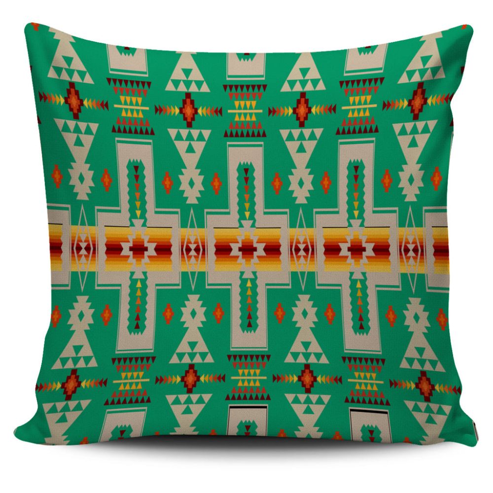 Light Green Tribe Design Native American Pillow Cover