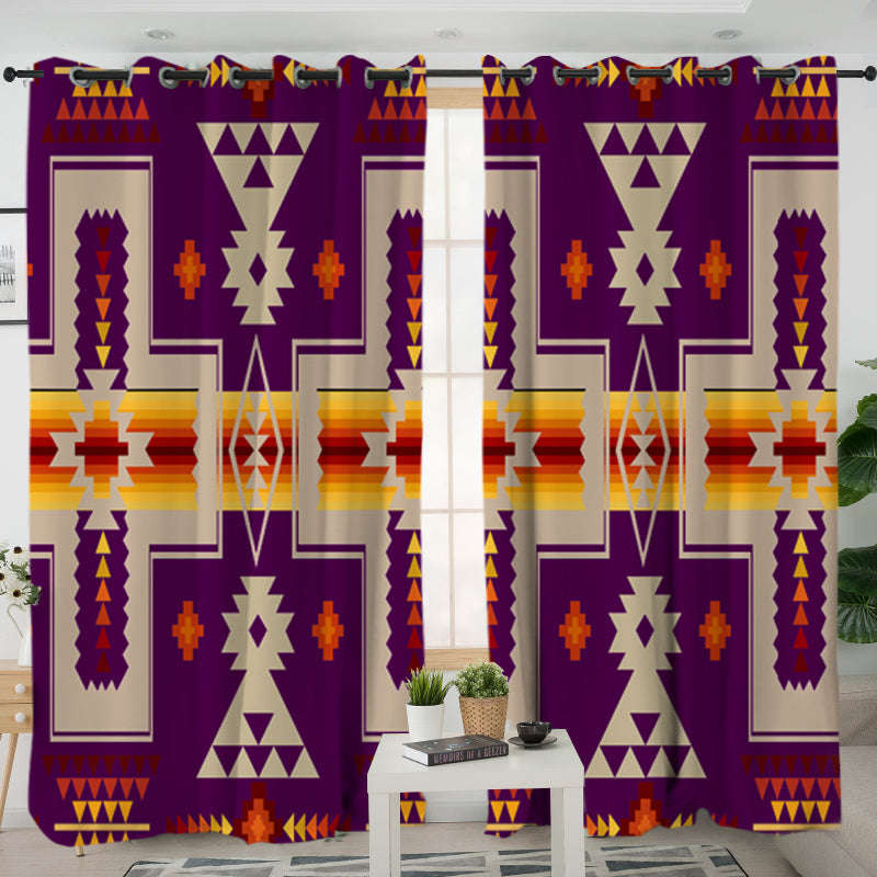 Dark Purple Design Native Living Room Curtain