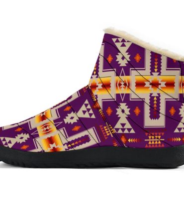Dark Purple Tribe Design Native American Cozy Winter Boots