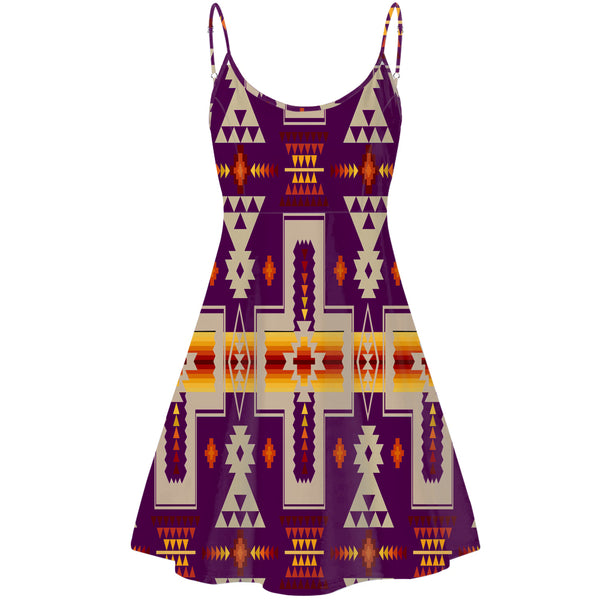 Dark Purple Tribe Design Native American Strings Dress - Image 2
