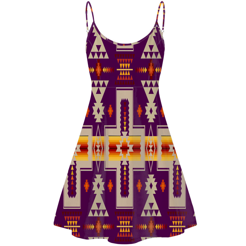 Dark Purple Tribe Design Native American Strings Dress