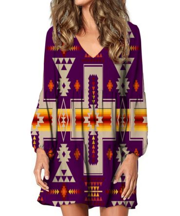 Dark Purple Tribe Design Native American Swing Dress