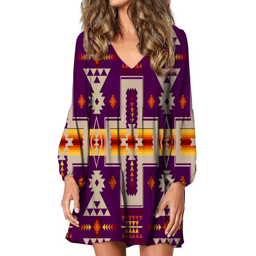 Dark Purple Tribe Design Native American Swing Dress