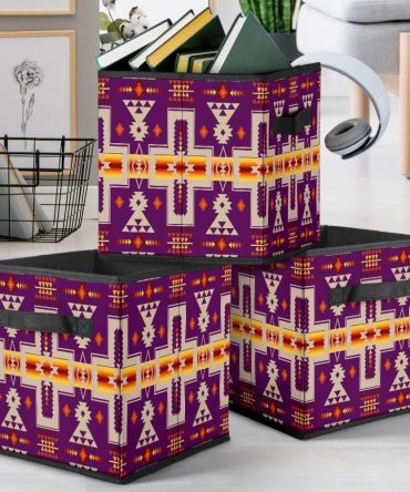 Dark Purple Tribe Design Storage Cube