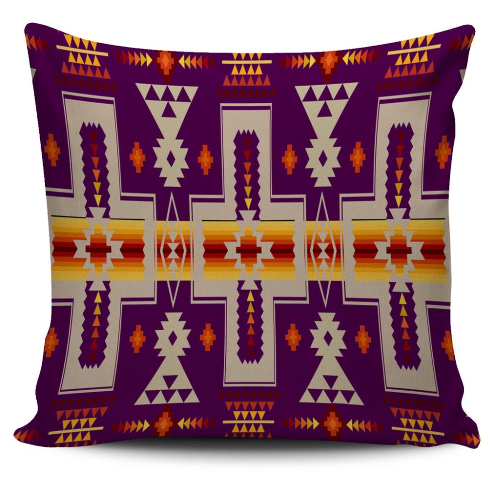 Purple Tribe Design Native American Pillow Cover