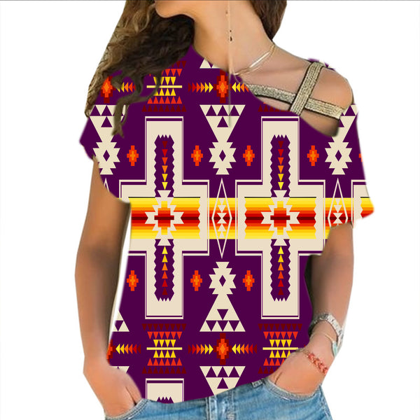 Purrple Tribe Design Native American Cross Shoulder Shirt - Image 2