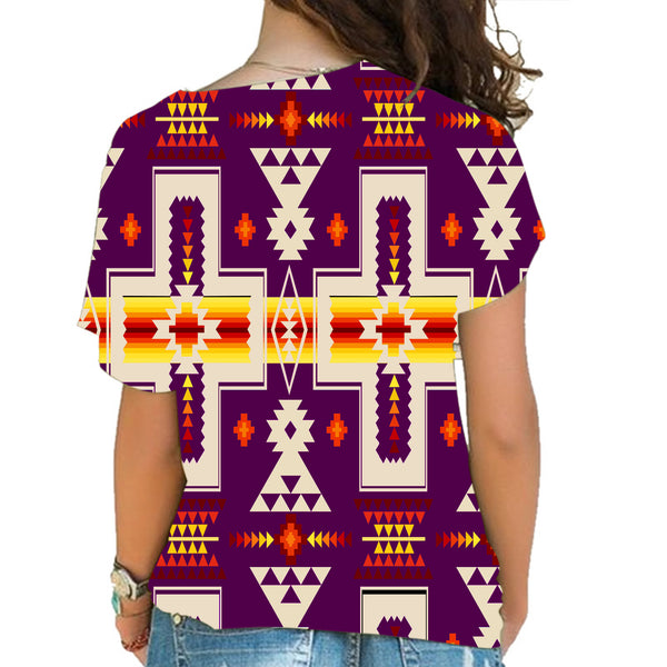 Purrple Tribe Design Native American Cross Shoulder Shirt - Image 3