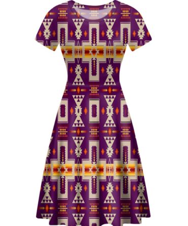 Purrple Tribe Design Round Neck Dress