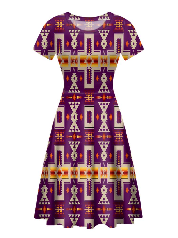 Purrple Tribe Design Round Neck Dress