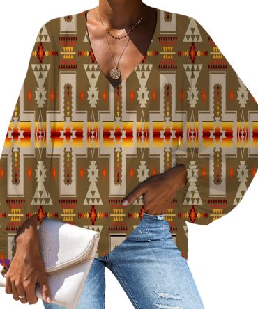 Light Brown Tribe Design Native American Chiffon Shirt