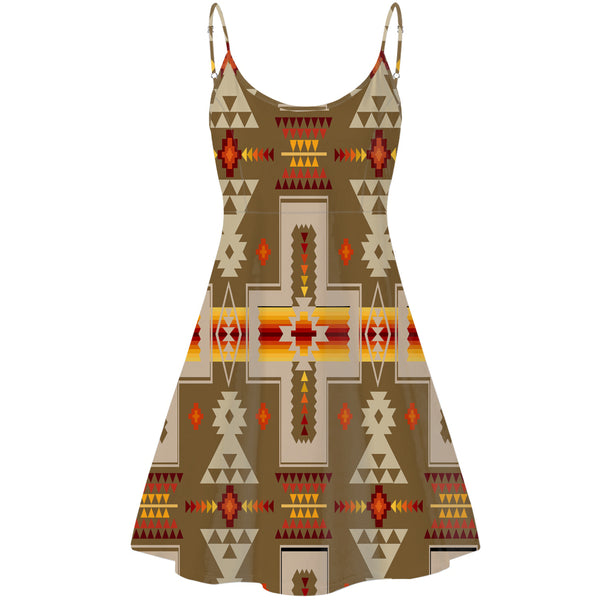Light Brown Tribe Design Native American Strings Dress - Image 2