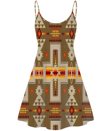 Light Brown Tribe Design Native American Strings Dress